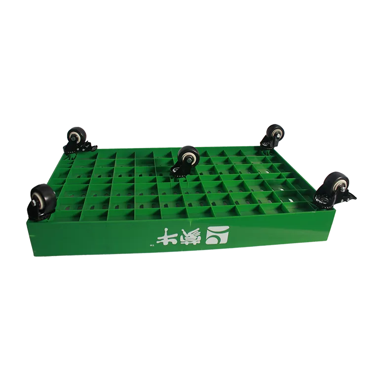Plastic injection molding retail display box with heavy-duty swivel wheels.webp