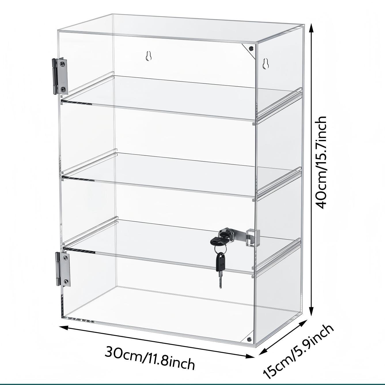 Custom Lockable Acrylic Display Cabinets with Hinged Door & Key Lock
