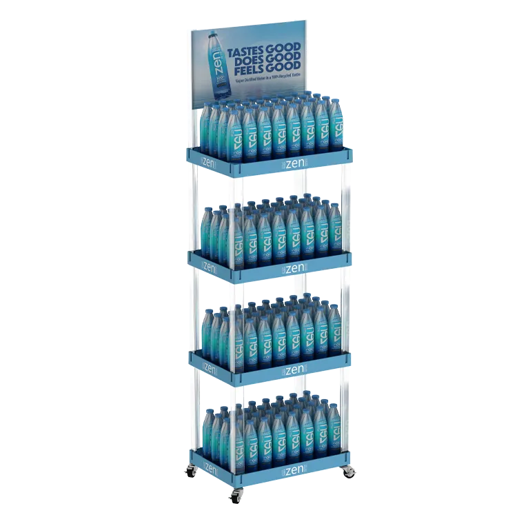 Drinking Water Square Plastic Combination Display Stand | Multi-Layer Retail POP Display
