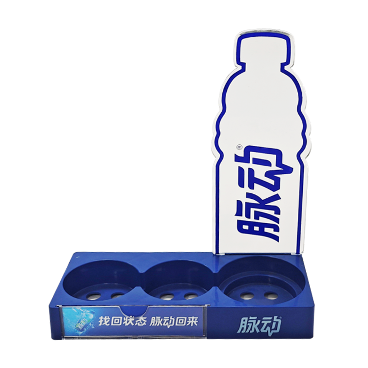 Injection-Molded Counter Display for 3 Bottles
