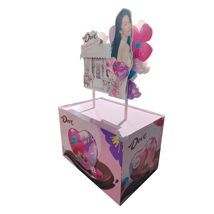 chocolate cardboard floor pop display rack.png