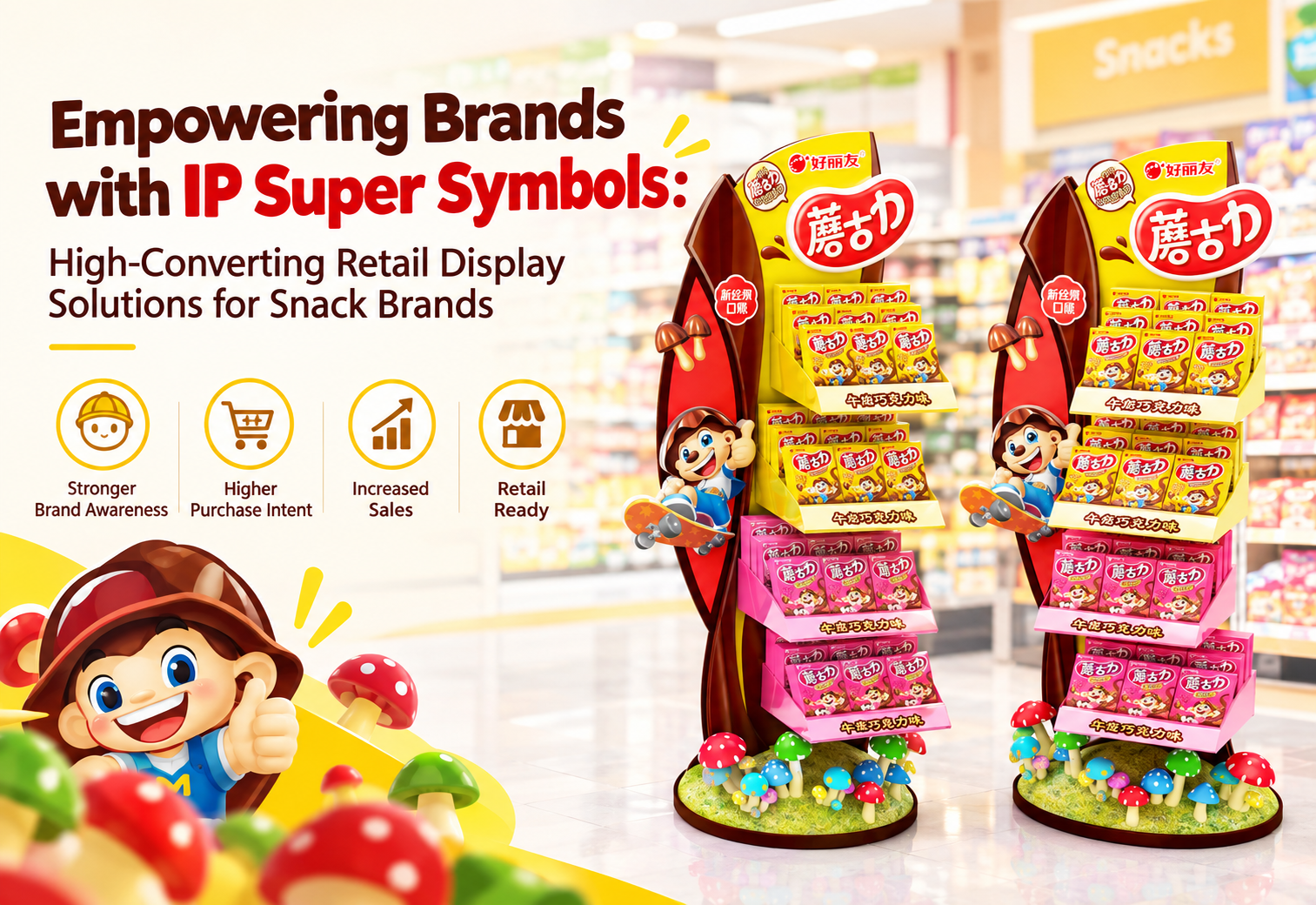 Empowering Brands with IP Super Symbols:  High-Converting Retail Display Solutions for Snack Brands
