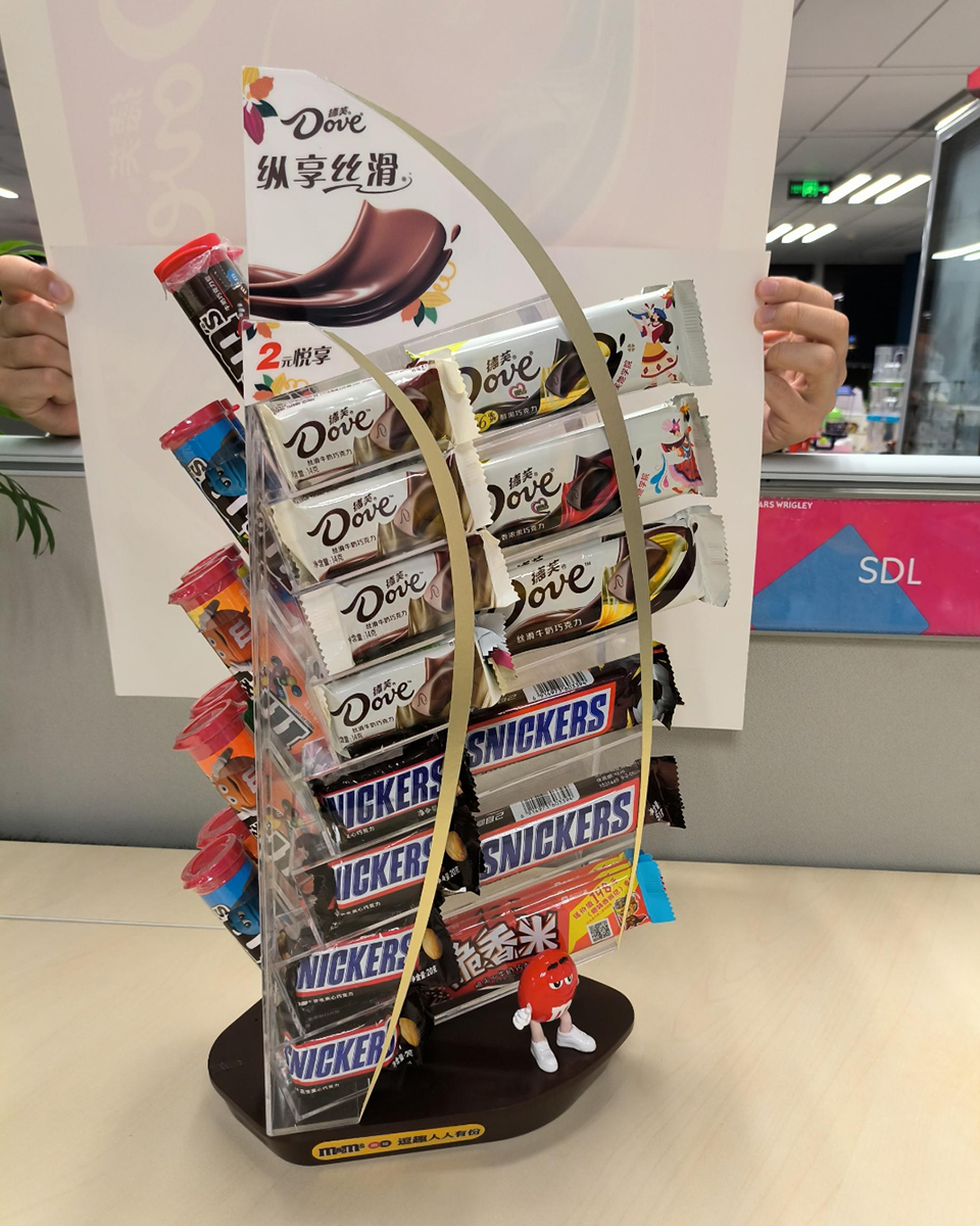 Which size chocolate display fits small retail spaces?