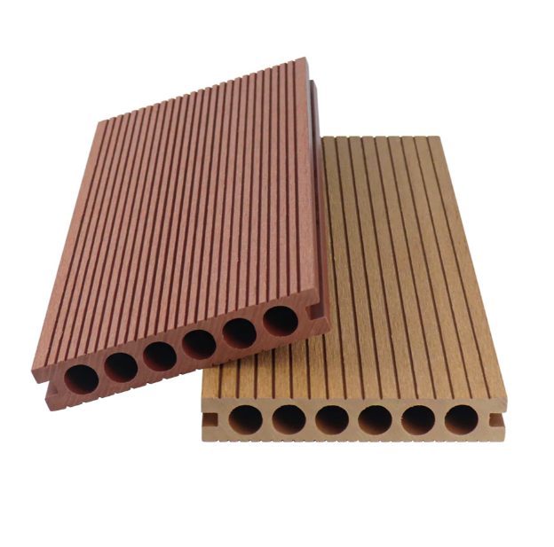 Grooved Anti slip first generation WPC Flooring 140mm*25mm（six round hole）
