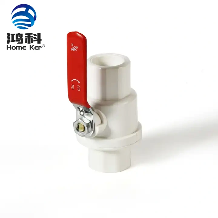 HongKe Two Pieces PVC Ball Valve with Stainless Steel Handle 1/2''- 2'' Excellent Quality