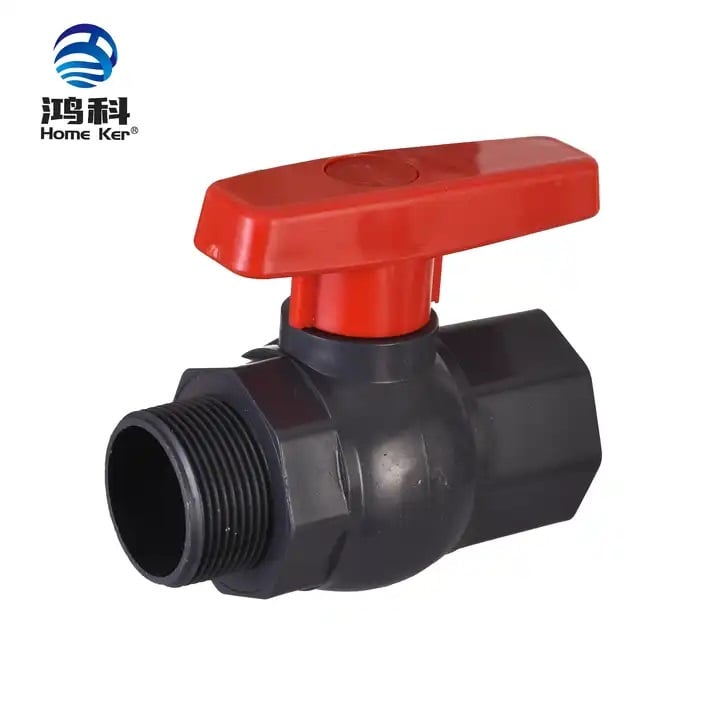 HongKe PVC Jordan M/F Octagonal Ball Valve with Red Handle