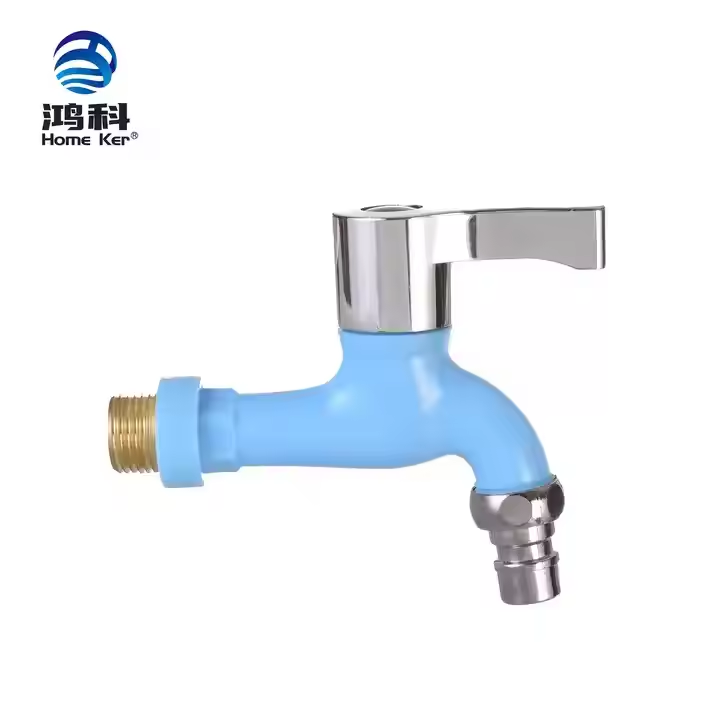 PP Chrome Water Tap with Nozzle Blue Color Single Handle 1/2''