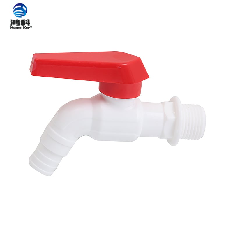 HongKe PVC Plastic Water Tap with Red Single Handle Wall Mounted 