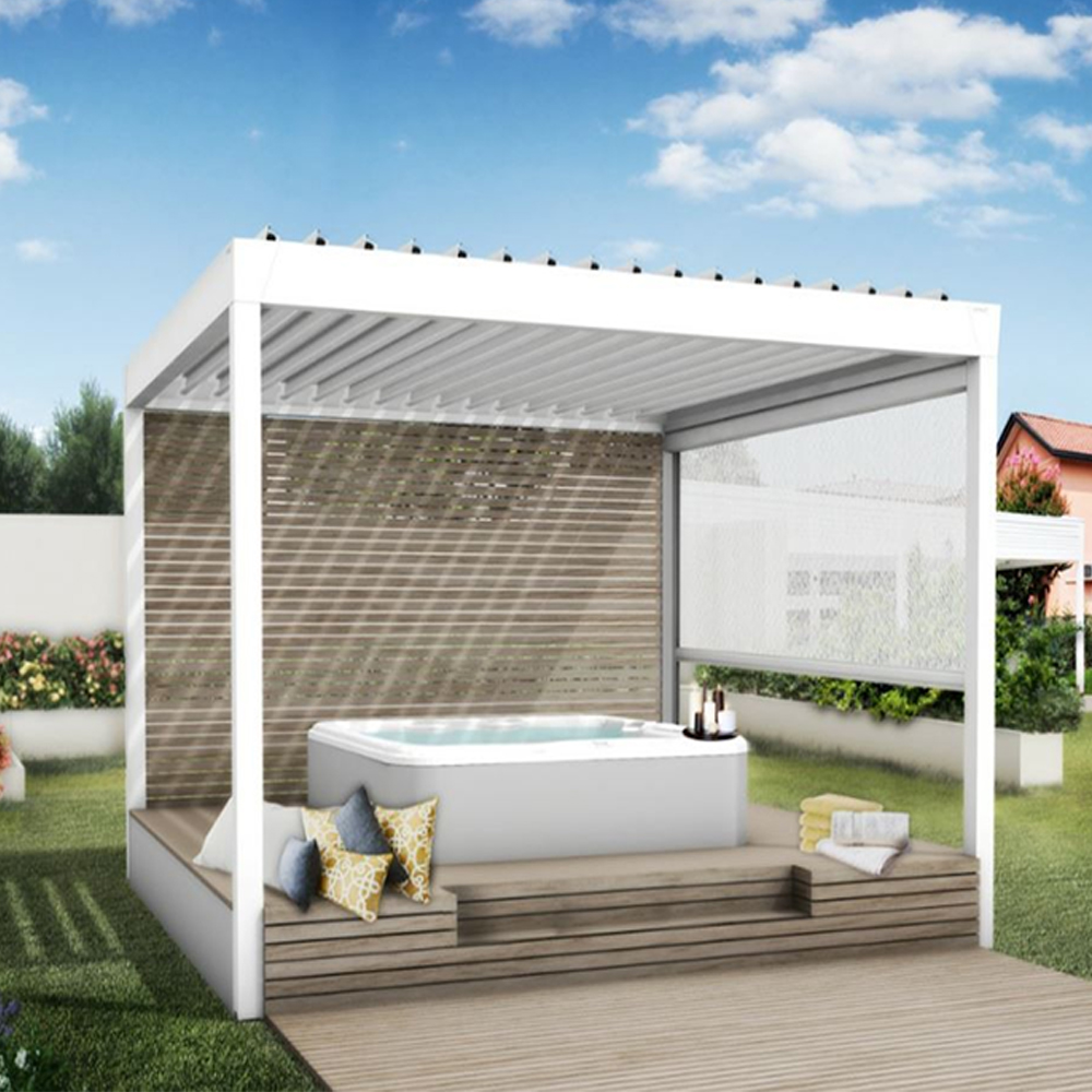 Outdoor Manual 3*3 Light Flip Roof Fast Shipping Easy Install Garden Bioclimatic Aluminum Waterproof Louvered Pergola