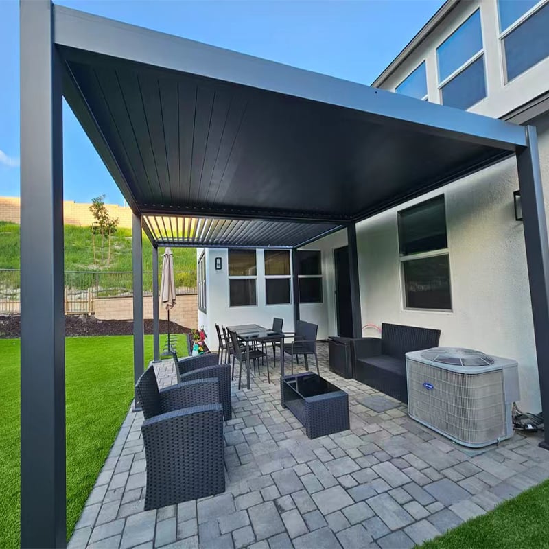 Moderne legeringsaluminium Pergola regnfast balkon gazebo fjernbetjening tilpasset størrelse
