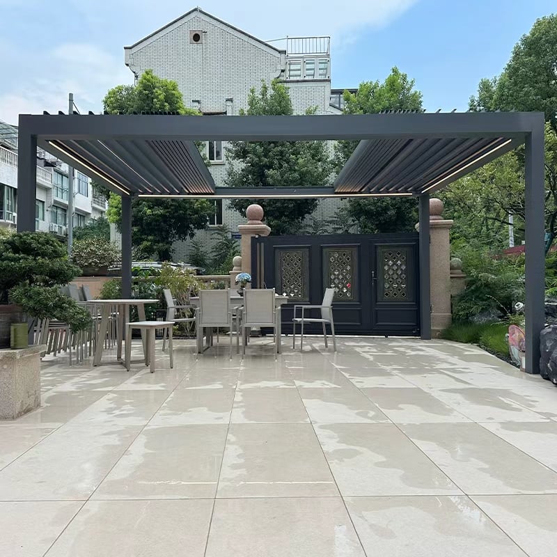 Maklik te Bedien Uitskuifbare Omkeerbare Pergola Ideaal vir Moderne Buite Ruimtes