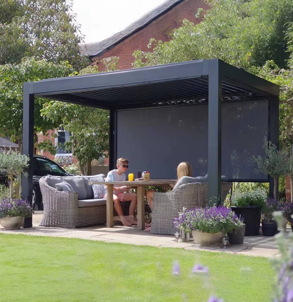Alüminium Pergola üçün Külək və Su Keçirməz Günəş Çadırı Pərdələri