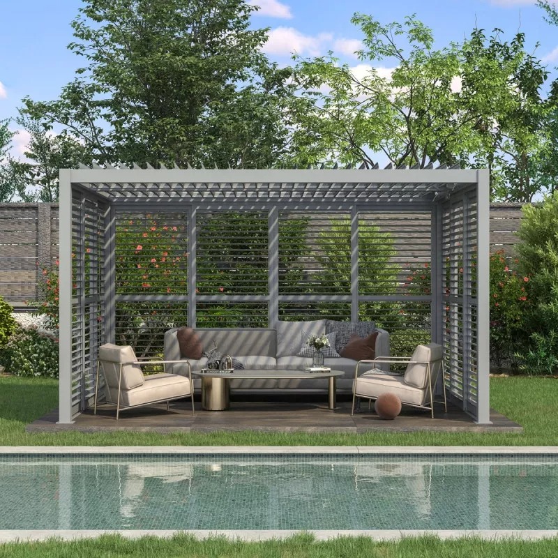 Aluminum Louver Doors with Sliding Rails for Outdoor Pergola