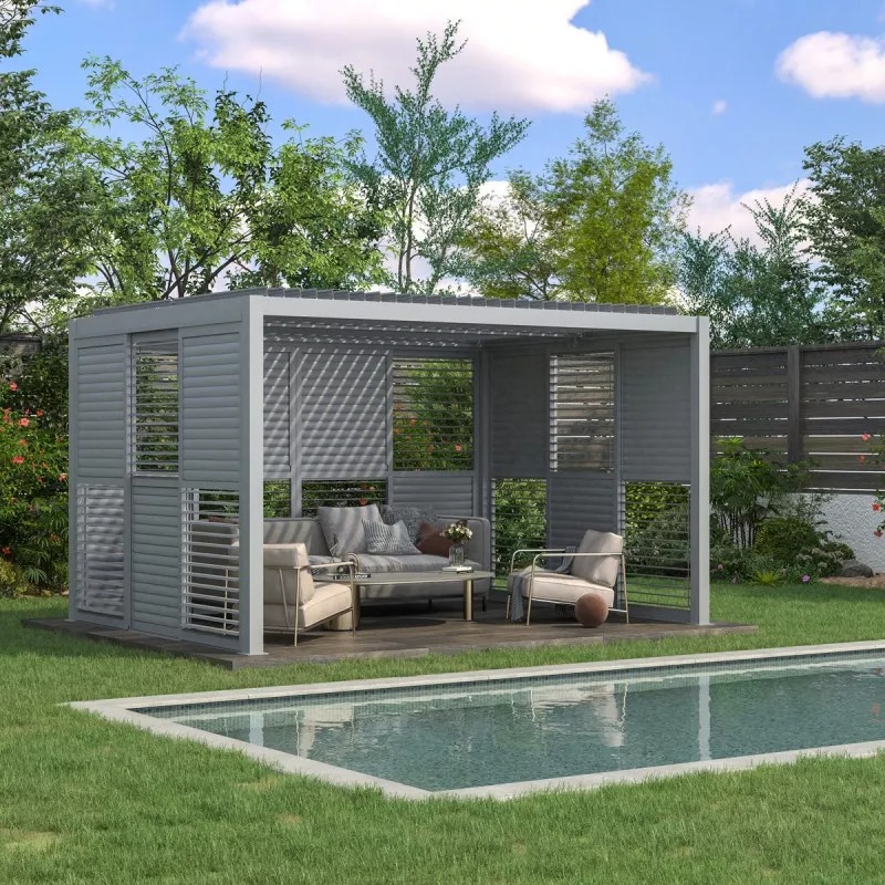 Aluminum Louver Doors with Sliding Rails for Outdoor Pergola