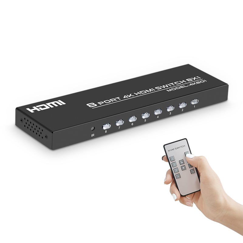 FJGEAR FJ-4K801 4K HD 8 in 1 out 8 port HDMI 2.0 Switch