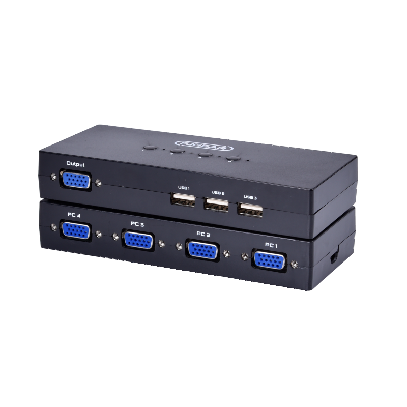 FJGEAR FJ-401UK Manual 4 in 1 out 4 Port VGA KVM Switch