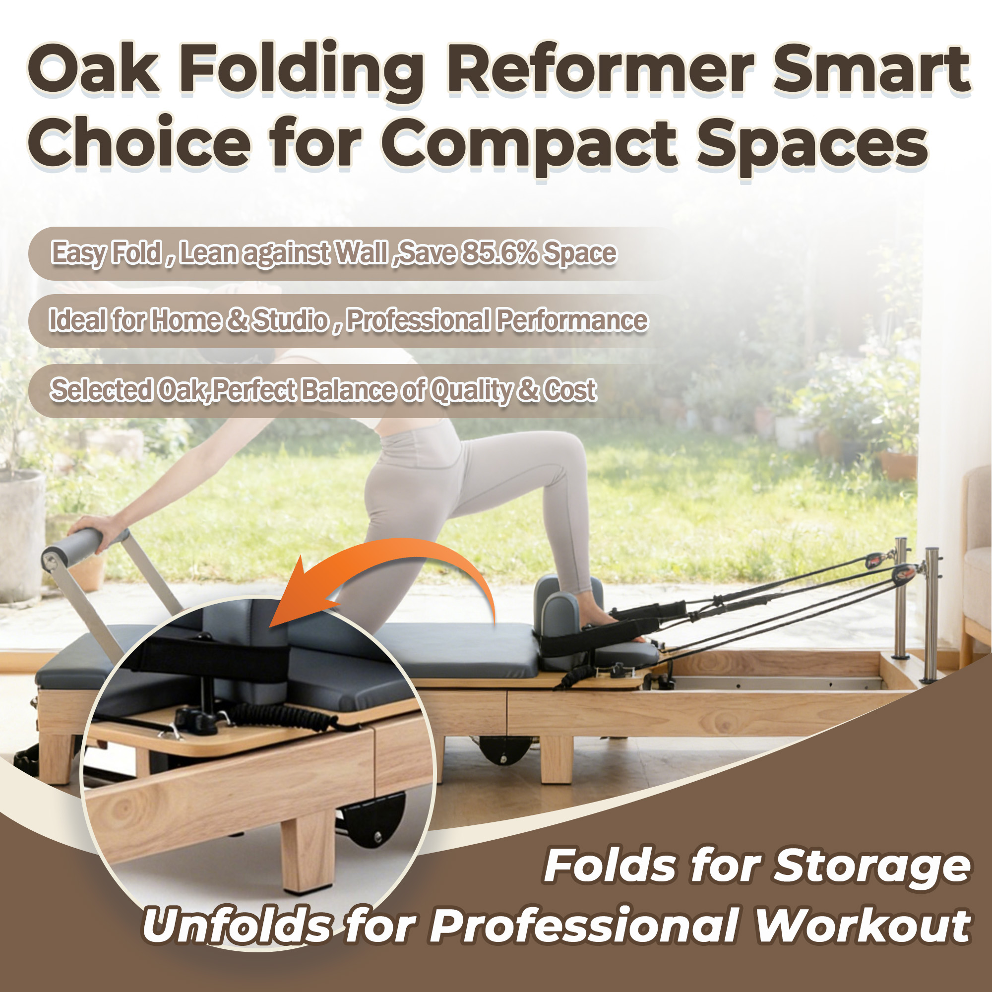 Oak Folding Pilates Reformer factory