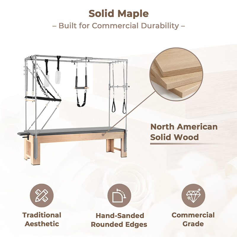 Maple Pilates Cadillac Reformer details