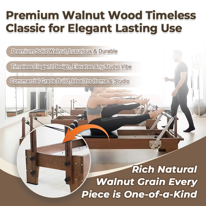 Walnut Classical Pilates Reformer details