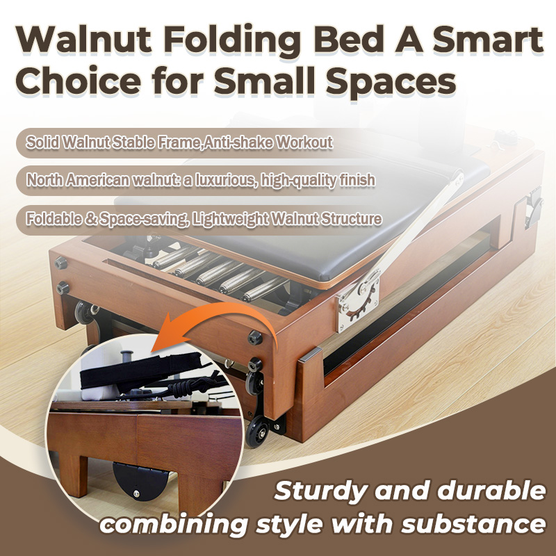 Walnut Folding Pilates Reformer details