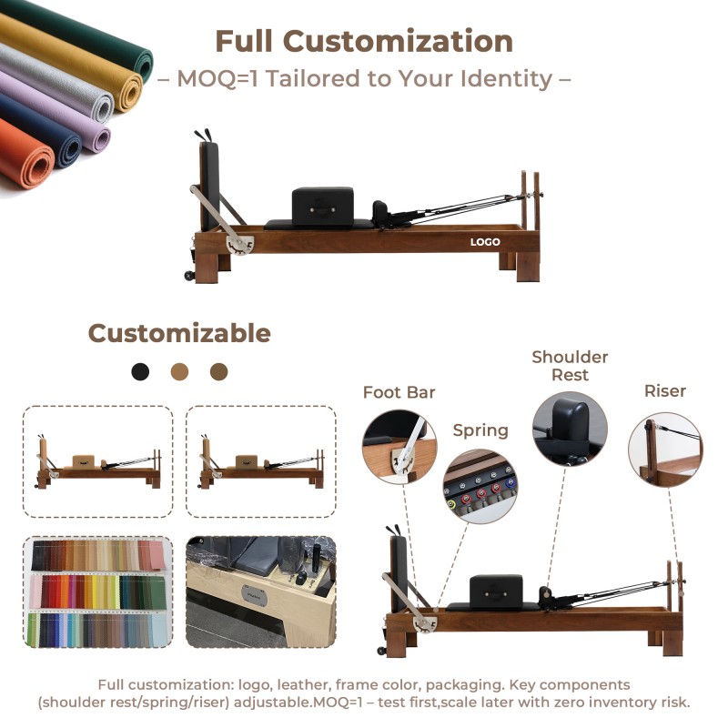 Walnut Classical Pilates Reformer details