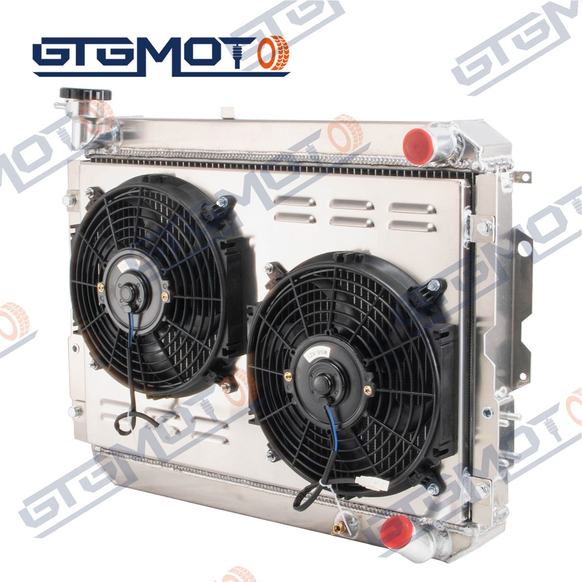 GTGMOTO Radiatore di Raffreddamento 3 File per Triumph TR6 2,5L Inline 6 Motore a Benzina 1967-1974