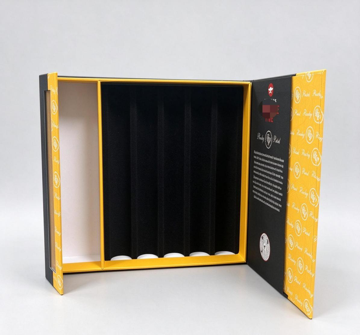 Luxury Yellow and Black Magnetic Closure Box with Custom EVA Foam Insert