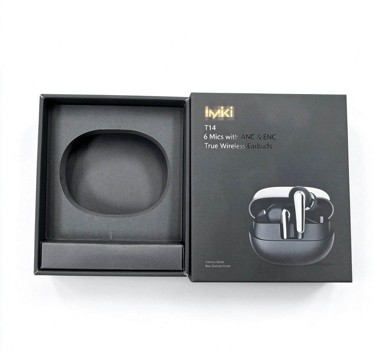 Minimalist Black Square Box for True Wireless Earbuds (TWS)