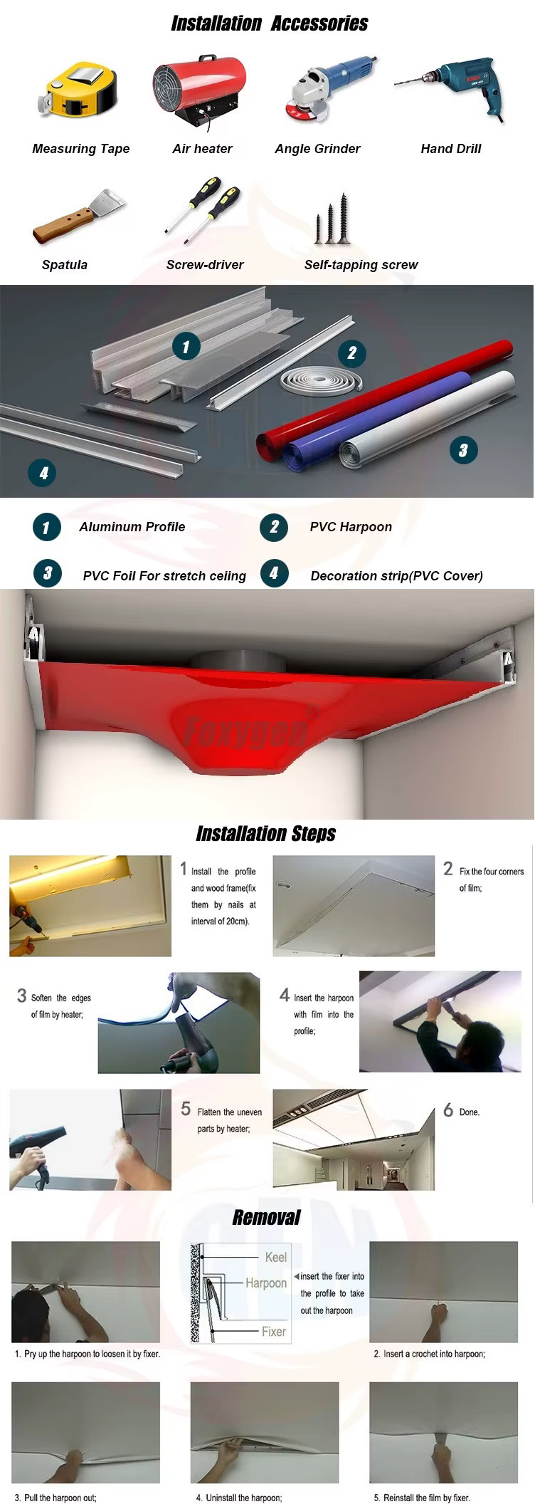wholesale fireproof ceiling decoration pvc film decoration project popular gold metal stretch ceiling for shopping mall-13