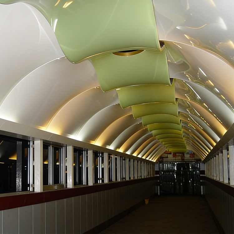 Why do luxury spas prefer satin-finish stretch ceiling over painted drywall?