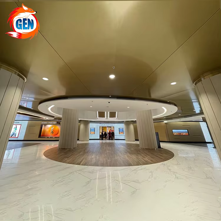wholesale fireproof ceiling decoration pvc film decoration project popular gold metal stretch ceiling for shopping mall-2