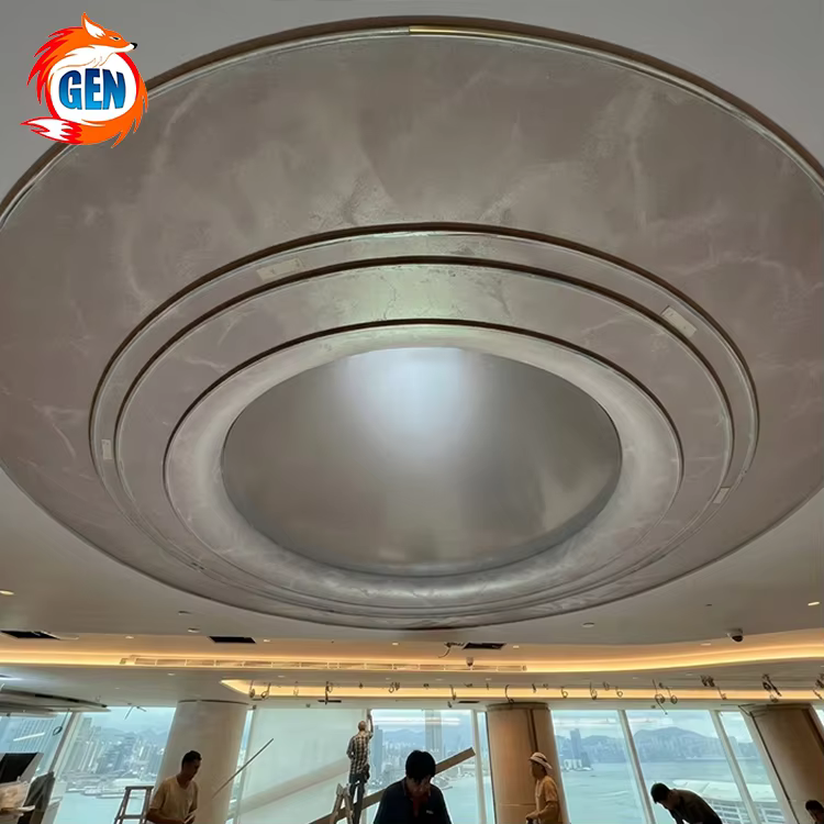 wholesale fireproof ceiling decoration pvc film decoration project popular gold metal stretch ceiling for shopping mall-3