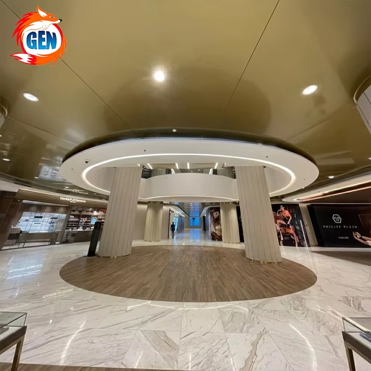 wholesale fireproof ceiling decoration pvc film decoration project popular gold metal stretch ceiling for shopping mall-1