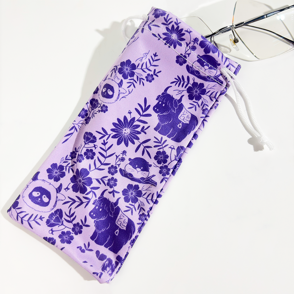  Rectangular Microfiber Soft Portable Minimalist Eyeglass Case and Sunglasses Pouch with Sunshade Print