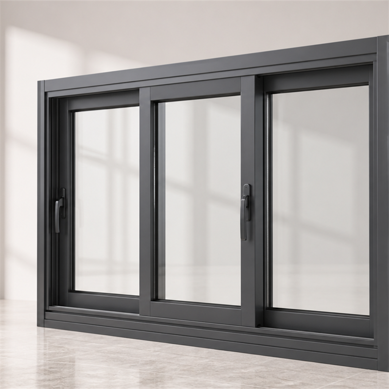 Modern Custom Design of Aluminum Sliding Window with Double-layer Glass and Horizontal Opening 3-track Sliding Window