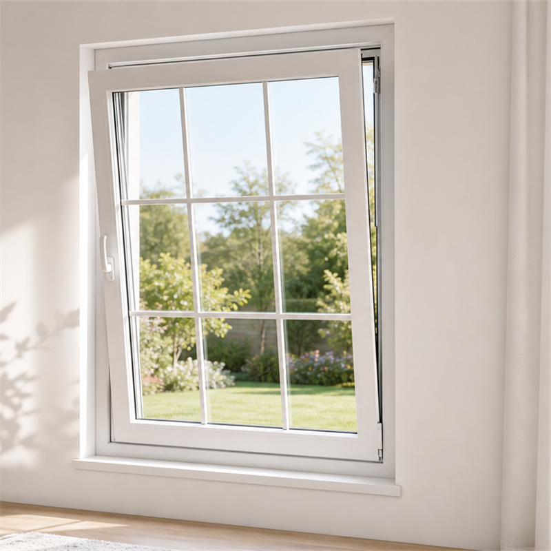 Advanced White Grid Tilt and Turn Casement Window Featuring Broken Bridge Aluminum Construction for Luxury Residences