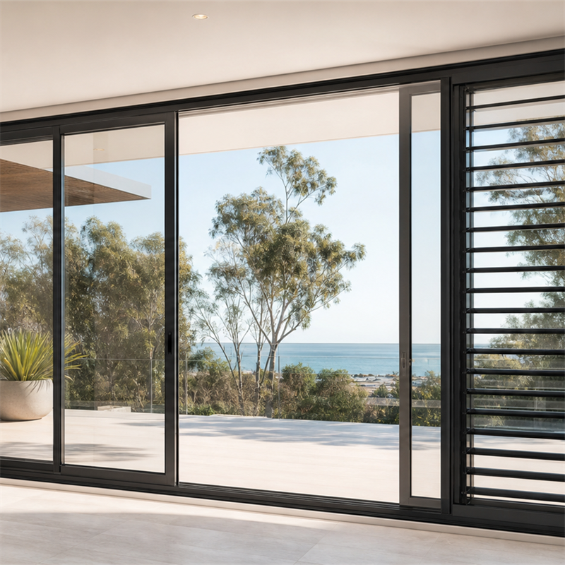 Australian Standard Modern Design Aluminum Sliding Window Energy-Saving Soundproof Tempered Glass Steel Horizontal Louver