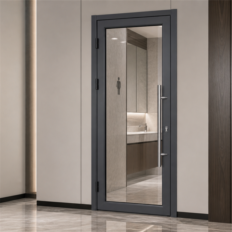 Modern Bathroom Casement Office Door with Clear Glass Swing Mirror Entry Aluminum Front Design Modern Style Casement Door