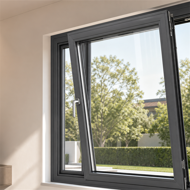 Premium Tilt Turn Casement Window System Featuring Broken Bridge Aluminum Construction and Dual Opening Modes