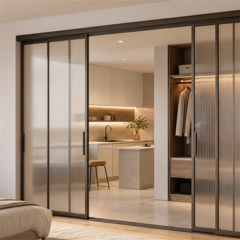 Space Saving Room Divider Black White Bronze Sliding Mechanism for Bedroom Kitchen Closet Modern Interior Design