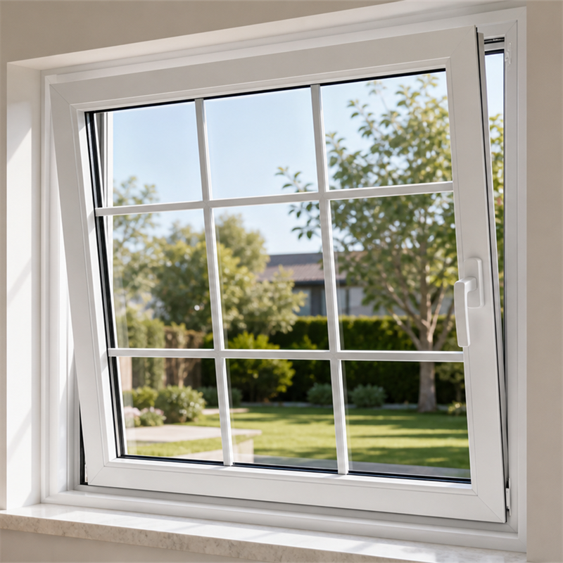 Innovative Tilt and Turn Casement Window With Thermal Break Aluminum Frame and Smart White Grid Opening Mechanisms