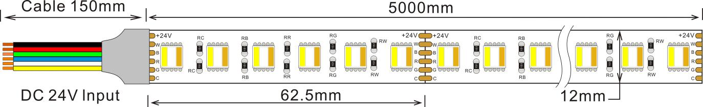 m dc24v 12mm rgbcw 5 in 1 color for room-0
