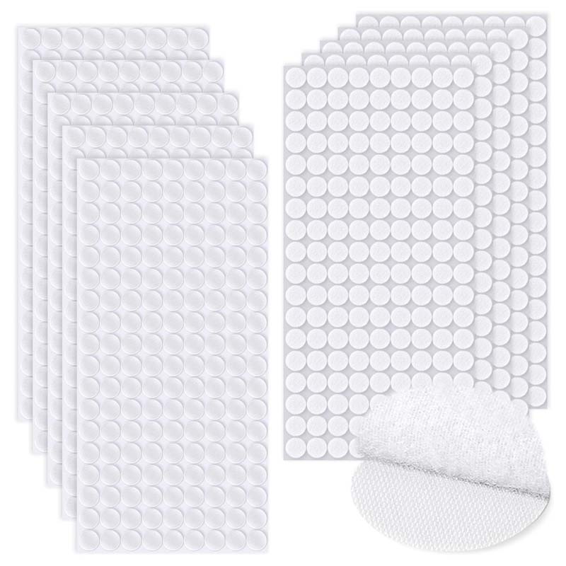 Thin Clear Dots with Adhesive Hook and Loop Nylon Transparent Sticky Bsack Glue Tapes Fastener for School Classroom Teacher Supplies