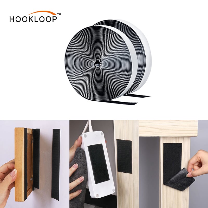 Hook and Loop Strips Adhesive Double Rolls Heavy Duty Self Adhesive Tape with Backing Nylon for Home Office School and Crafting