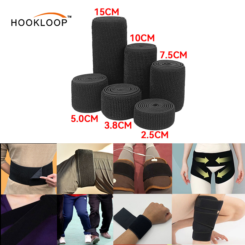 Customized Color and Size Soft and Highly Elastic Hook-and-Loop Binding Straps