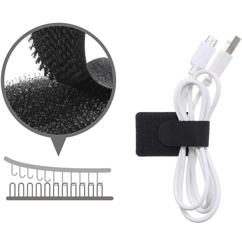Self-adhesive HOOK LOOP cable manager: A desktop data cable storage wonder
