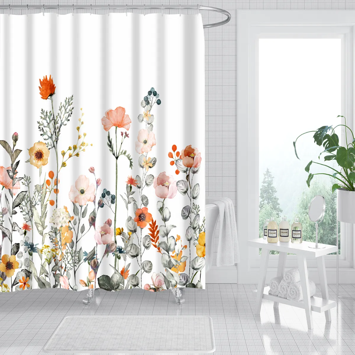 Moderner maßgeschneiderter Design Digitaldruck schimmelresistenter wasserdichter Badezimmer PEVA Duschvorhang