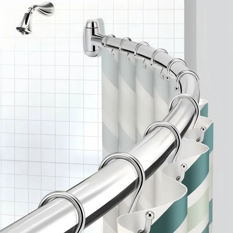 Curved shower curtain rod details