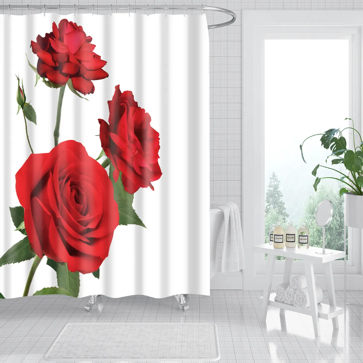 Moderner maßgeschneiderter Design Digitaldruck schimmelresistenter wasserdichter Badezimmer PEVA Duschvorhang