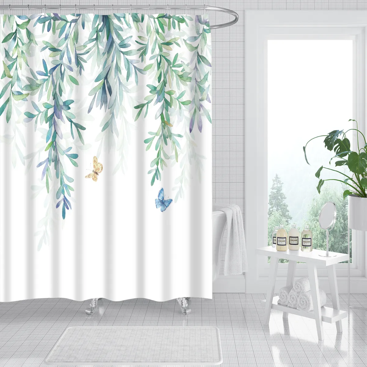 Moderner maßgeschneiderter Design Digitaldruck schimmelresistenter wasserdichter Badezimmer PEVA Duschvorhang